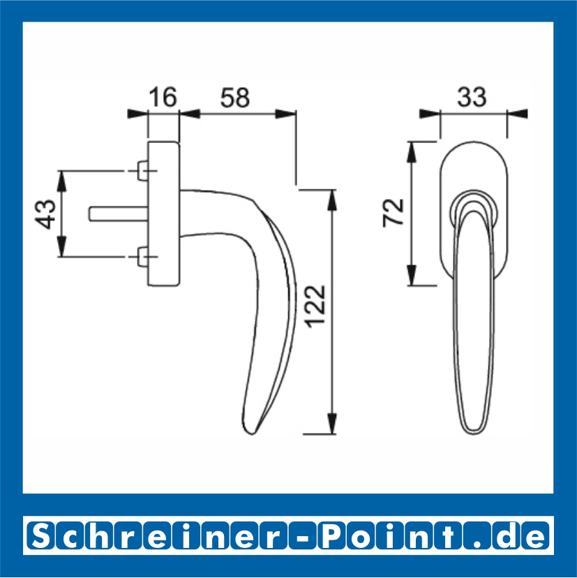 Hoppe Atlanta Messing Fenstergriff, F41-R verchromt satiniert-Resista® Secustik, M0530/US956, 2096552